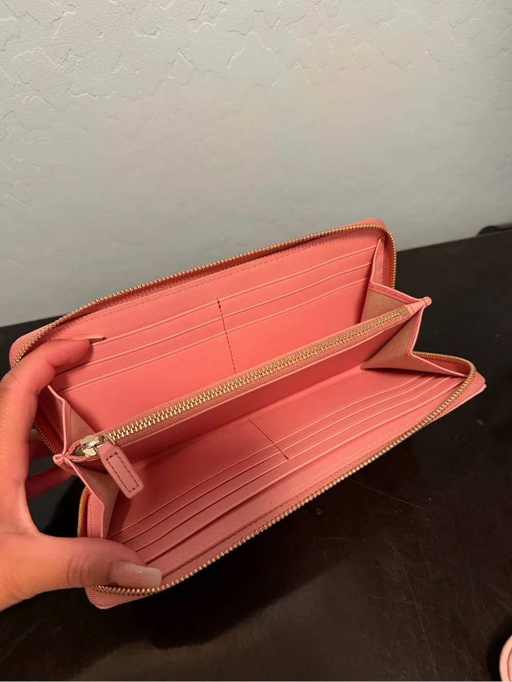 MCM Pink Zip-Around Leather Wallet